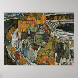 Póster Crescente de Casas II, Cidade Ilha por Egon Schiel
