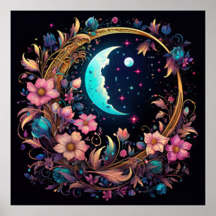 Poster Crescente Floral Luminescente