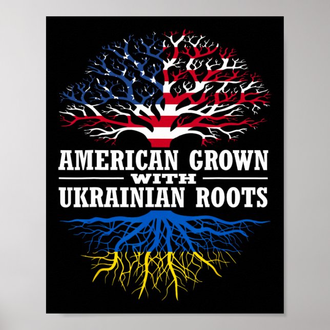 Poster Crescido Americano Com Raízes Ucranianas Árvore EU (Frente)