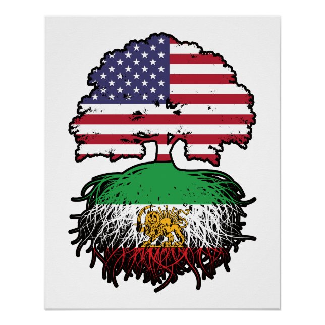 Póster Crescido Americano Raízes Iranianas Leão e Sol (Frente)