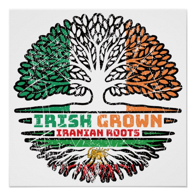 Póster Crescido Irlandês, Raízes Iranianas – Leão e Sol (Frente)