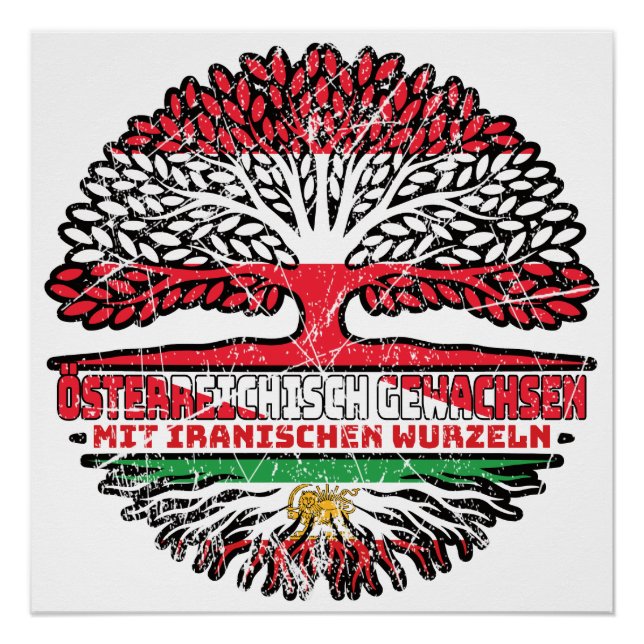 Póster Crescido na Áustria, Raízes Iranianas – Leão e Sol (Frente)