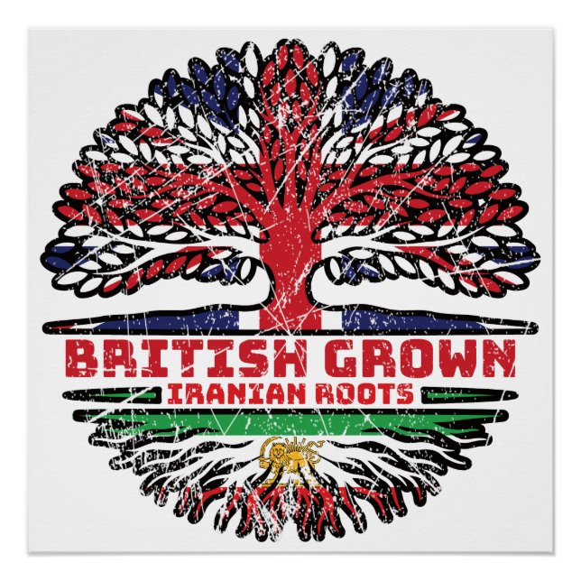 Póster Crescido na Grã-Bretanha, Raízes Iranianas – Leão  (Frente)