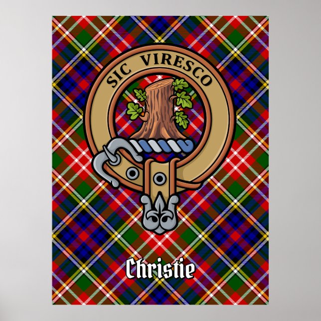 Poster Crestão do Clã Christie sobre Tartan (Frente)