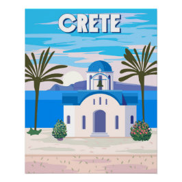 Póster Creta Poster Viagem, igreja branca grega