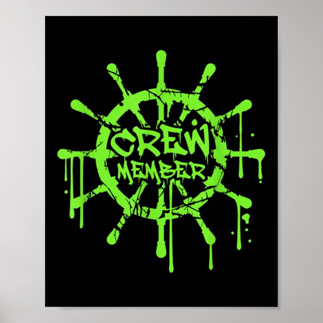 Poster Crew Member Ship Steering Wheel Graffiti Spray Fun (Frente)