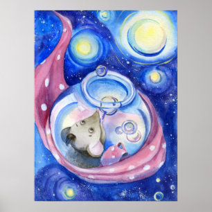 Poster Cria-d-água do Rato de Cartoon
