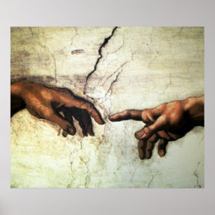 Poster Criação de Adam - mãos Michelangelo 1475 - 1564
