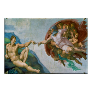 Póster Criação de Adam - Michelangelo 1475 - 1564
