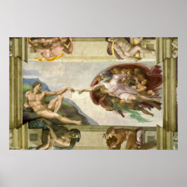 Póster Criação de Adão por Michelangelo, Vintage Fine Art