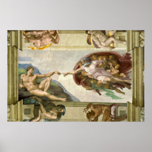 Póster Criação de Adão por Michelangelo, Vintage Fine Art