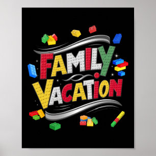 Poster Criação De Férias Da Família Bricks Correspondendo