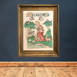 Poster Criação do Mundo - Manuscrito Medieval Bíblia