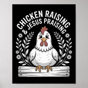 Poster Criação engraçada de frango & Humor louvando J