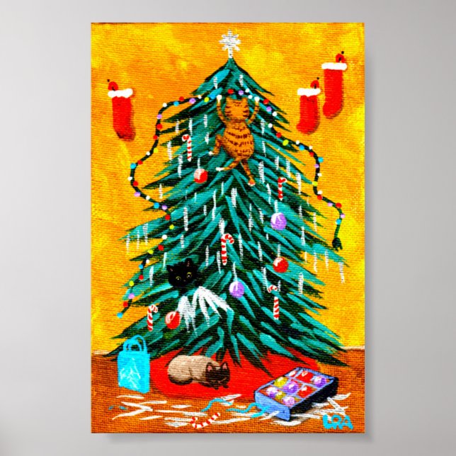 Póster Criacionaristas de árvores de Natal engraçadas (Frente)