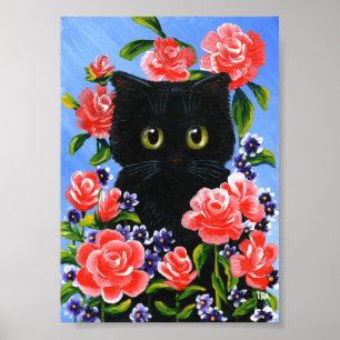Poster Criações de Verão de Rosas vermelhas de Gato Pr