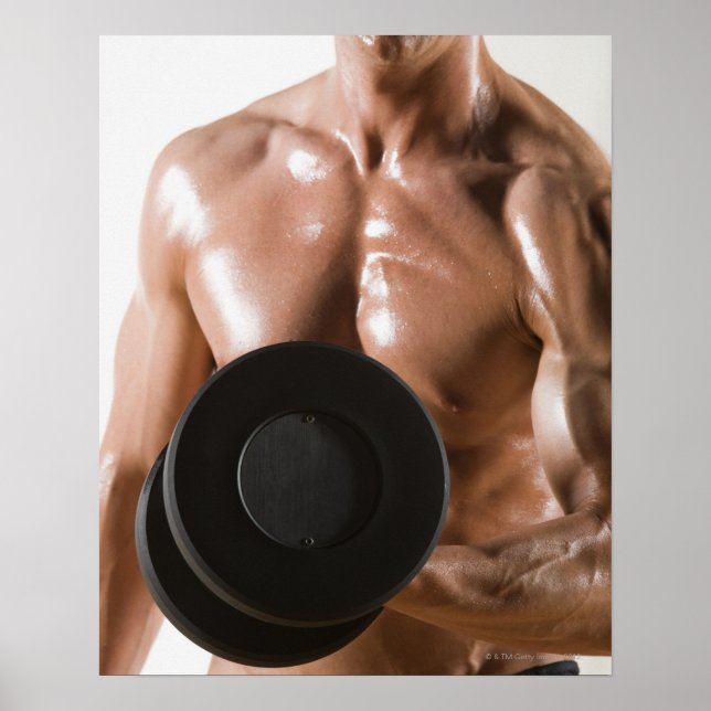Póster Criador de corpos masculinos flexionando peso (Frente)