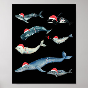 Poster Criaduras Marinhas Fofas Baleias Orca Natal Oceano