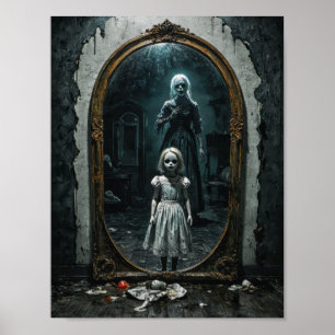Poster Criança amaldiçoada em um espelho demoníaco