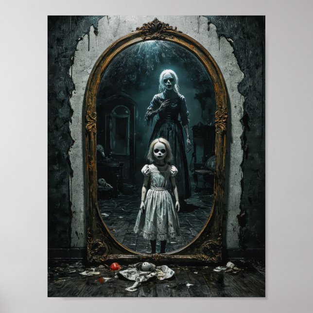 Poster Criança amaldiçoada em um espelho demoníaco (Frente)