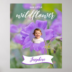 Poster Criança da Flor Silvestre Roxa Foto e Nome Persona