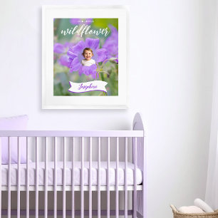 Poster Criança da Flor Silvestre Roxa Foto e Nome Persona