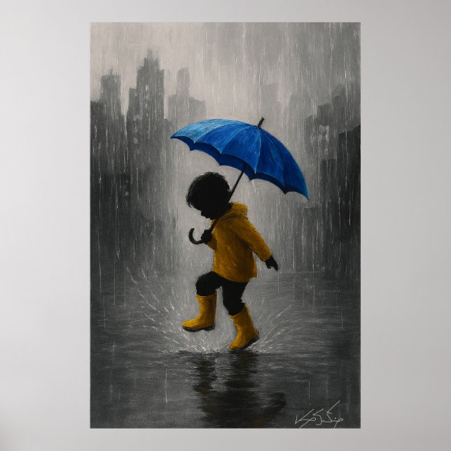 Poster Criança Dançando na Chuva (Frente)