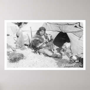 Póster Criança de alimentação Alaska 1907 da mãe