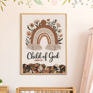 Poster Criança de Deus Boho Christian Nursery Wall Art