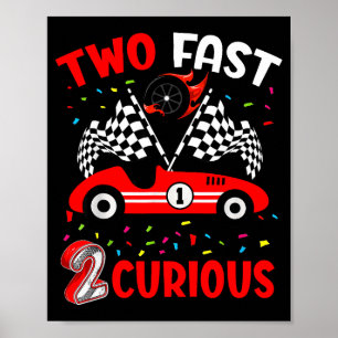 Poster Criança dois rápido 2 curioso 2º aniversário dois