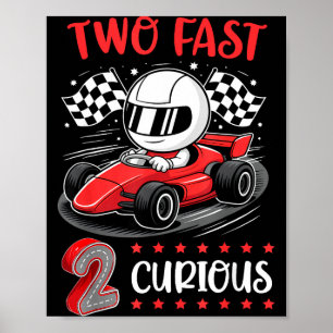 Poster Criança dois rápido 2 curioso aniversário de 2 ano