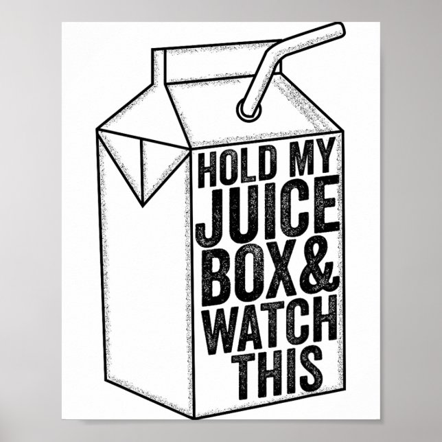 Poster Criança engraçada Segure minha caixa de suco e vej (Frente)