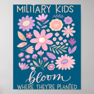 Poster Criança militar de dente-de-leão floresce onde pla