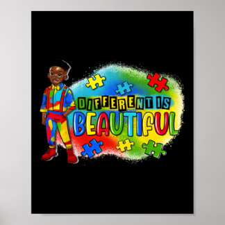Poster Criança Negra Autismo Diferente É Belo Autismo Awa