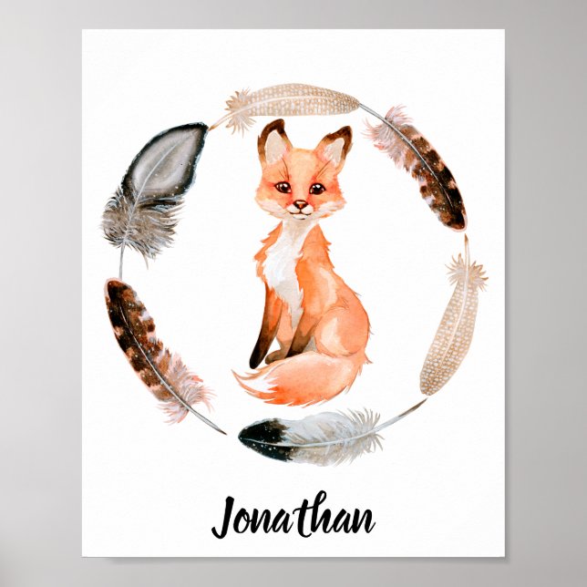 Poster Criança Personalizada do Nursery Baby Fox (Frente)
