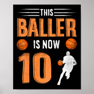 Poster Crianças 10º Aniversário Jogador de Bysketbyll Est