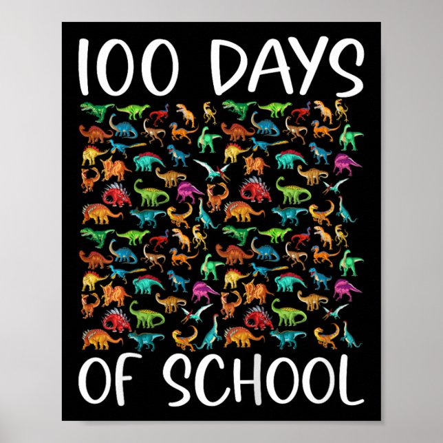 Poster Crianças 100 Dias De Dinossauro Escolar (Frente)