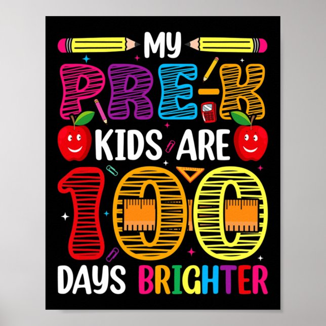 Poster Crianças 100 Dias De Professores Estudantes (Frente)