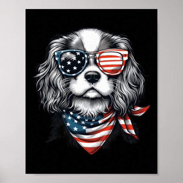 Poster Crianças 4 de Julho Com Cavalier King Charles Span (Frente)