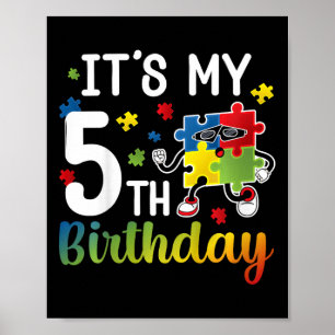 Poster Crianças 5 Autismo Festa de aniversário 5 Anos