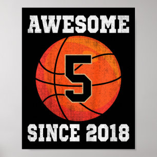 Poster Crianças 5 de Aniversário de Basquete com Mais de