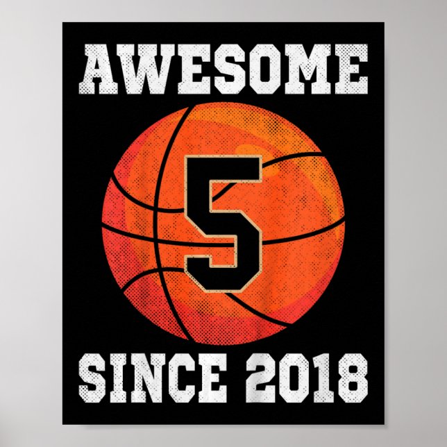 Poster Crianças 5 de Aniversário de Basquete com Mais de  (Frente)