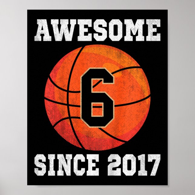 Poster Crianças 6 de Aniversário de Basquete com Mais de  (Frente)