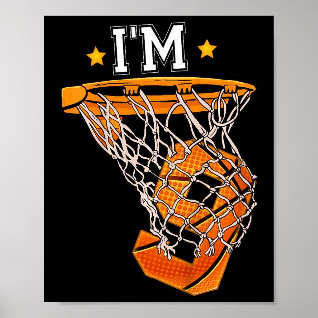 Poster Crianças 9º Aniversário de Basquete Eu sou 9 Garot (Frente)