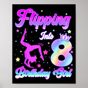 Poster Crianças aniversário de 8 anos menina ginástica 8 