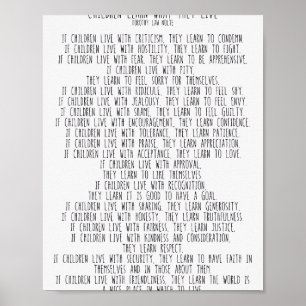 Poster Crianças aprendem o que vivem #minimalismo