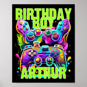 Poster Crianças Arthur Birthday Boy Video Game Aniversári