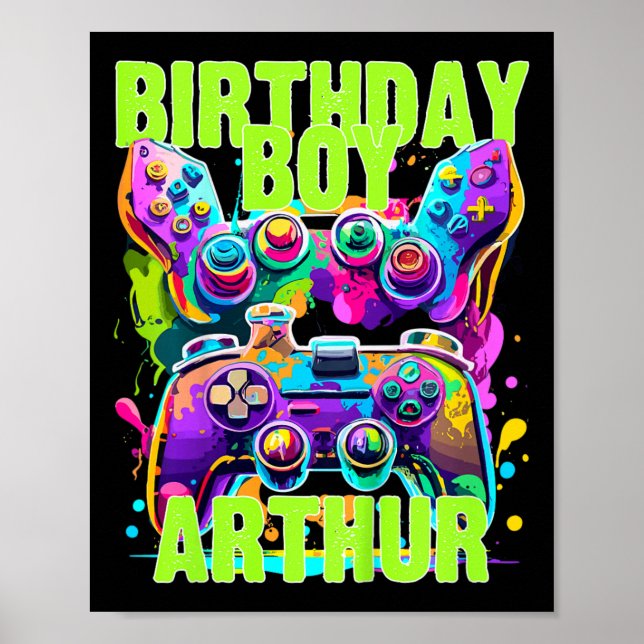 Poster Crianças Arthur Birthday Boy Video Game Aniversári (Frente)