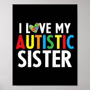 Poster Crianças Autismo Consciência Eu Amo Minha Irmã Que
