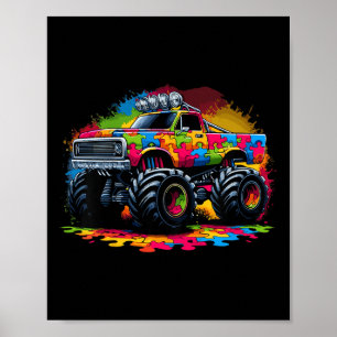 Poster Crianças Autismo Quebra-cabeça Monster Truck Autis